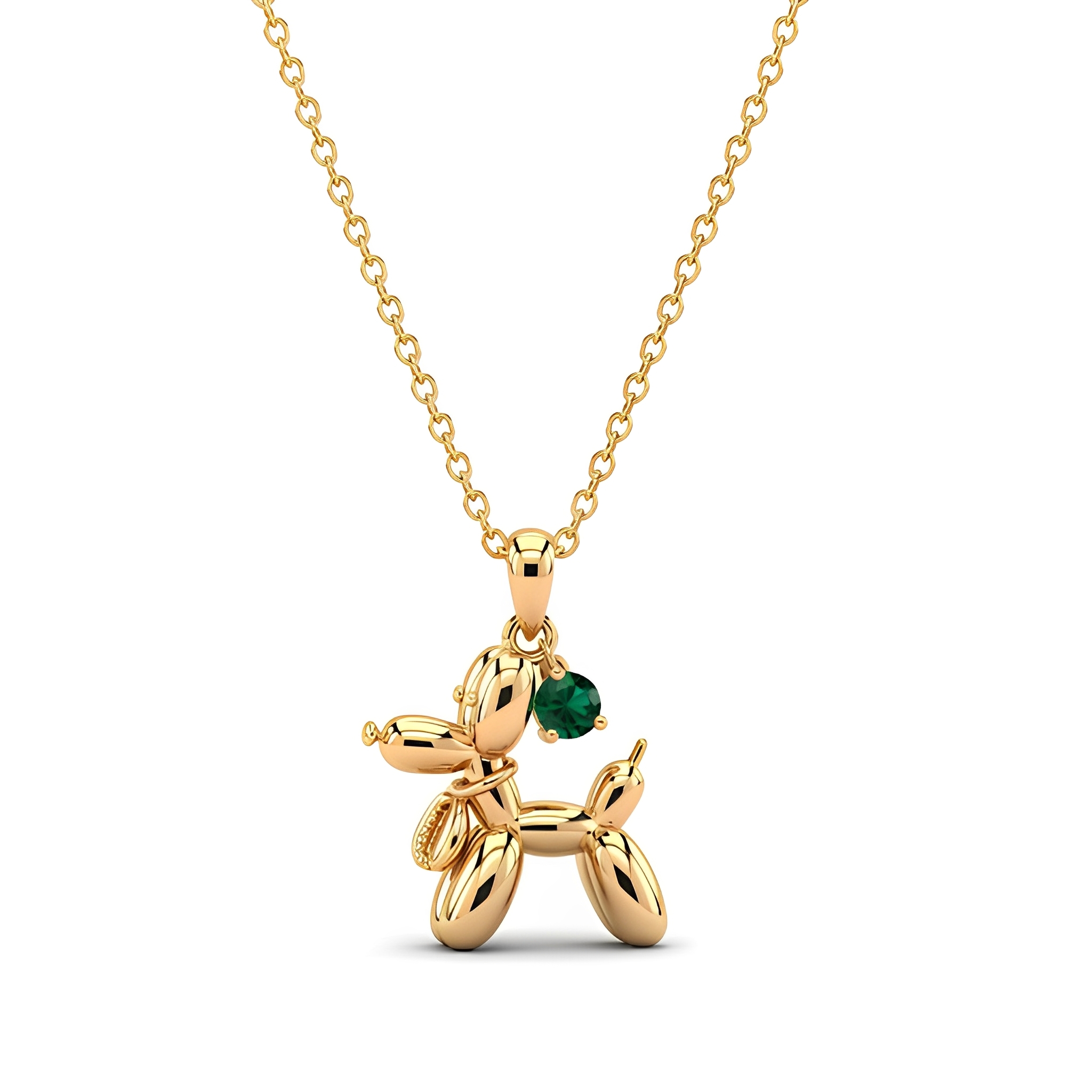 3D Cute Balloon Dog Pendant Necklace – Stainless Steel, Zircon – Custom Gift for Women